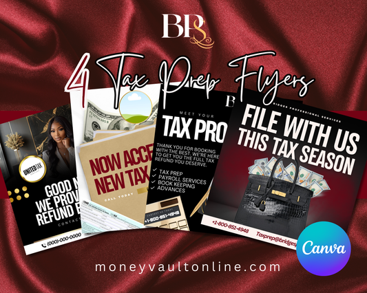 4 TAX PREP FLYERS Editable in Canva