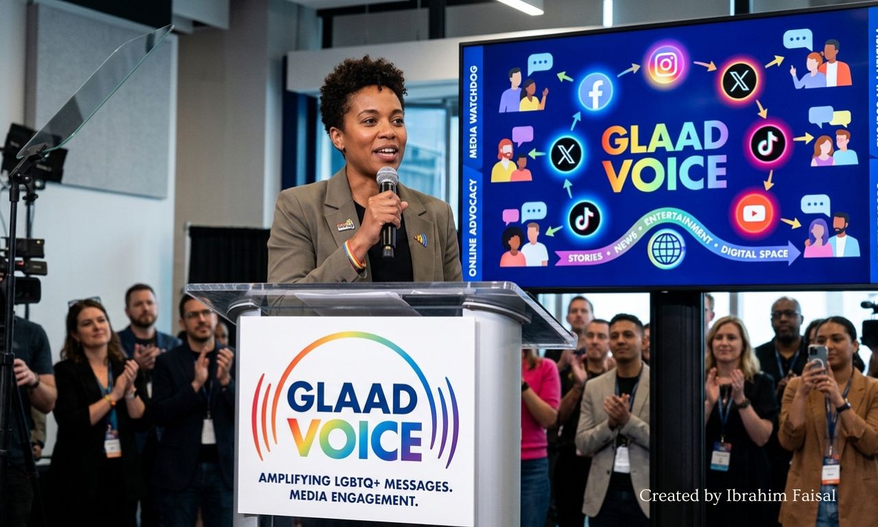 GlaadVoice logo or brand name displayed on a modern digital background.